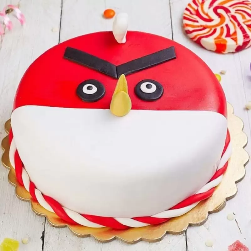 Appetizing Angry Bird Fondant Cake 3 Angry Bird Fondant Cake From Lallantop Cake Shop - Delivery In East Delhi, South-East Delhi, Ghaziabad, And Noida
