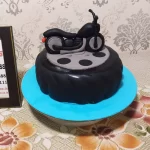 bike on tyre themed customized cake from lallantop cake shop noida and east delhi From LallamTop Cake Shop