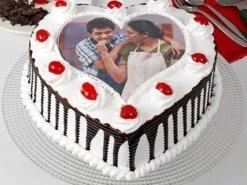 Black Forest Heart Photo Cake