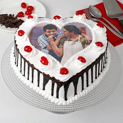 Black Forest Heart Photo Cake 3 Black Forest Heart Photo Cake