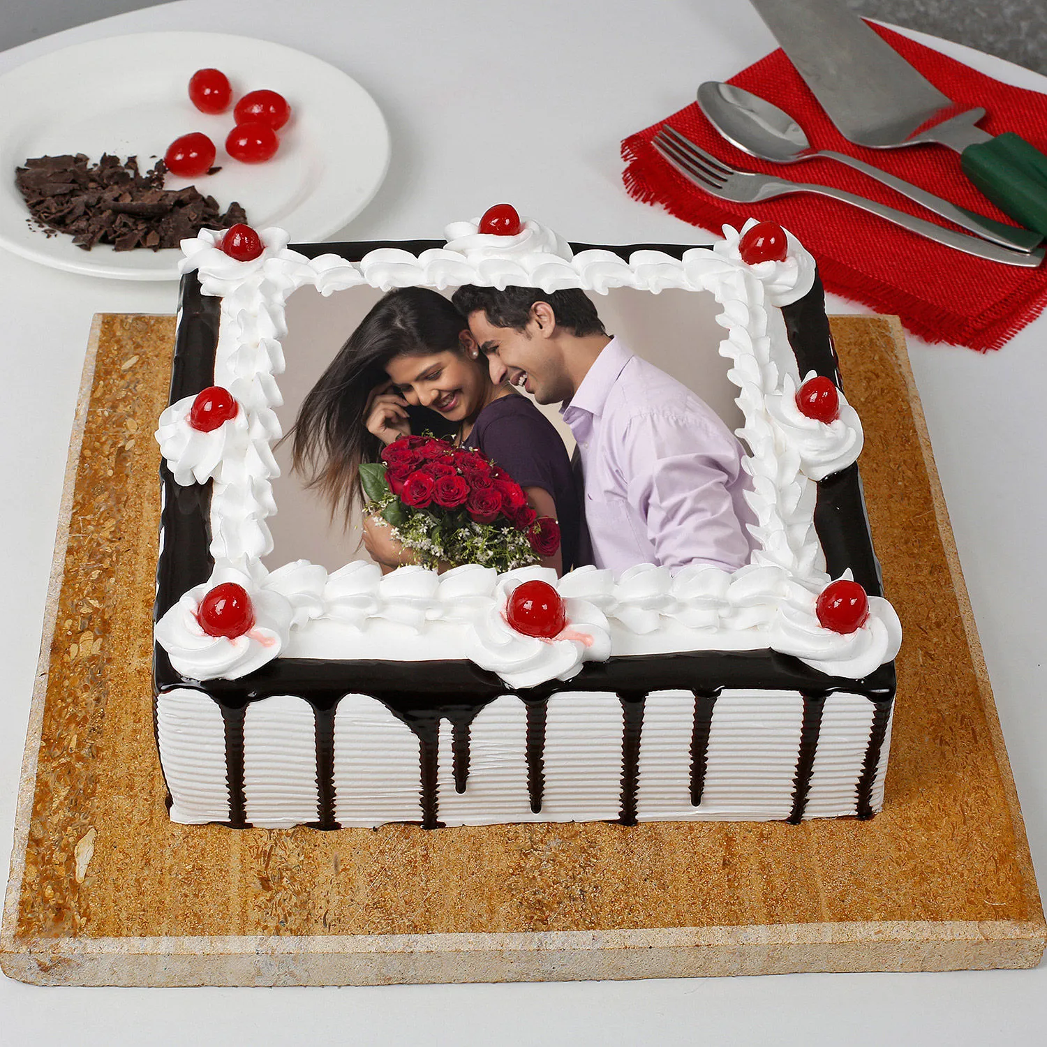 Black Forest Square Photo Cake 3 Black Forest Square Photo Cake