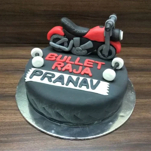 Bullet Raja Bike Theme Fondant Cake - Image 2