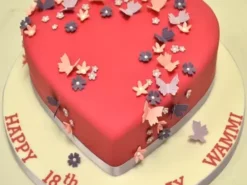 Butterfly on Red Heart Fondant Cake