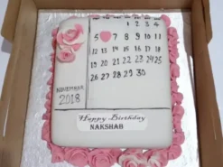 Calendar Theme Fondant Cake