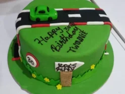 Car Race Track Green Fondant Cake