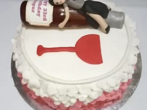 Drunk Girl Theme Fondant Cake