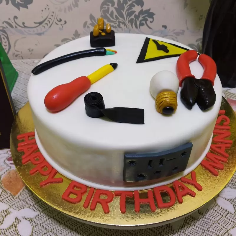 Electrician Tools Theme Fondant Cake 3 Electrician Tools Theme Fondant Cake