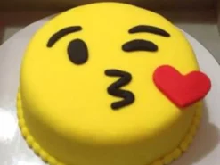 Face Blowing A Kiss Emoji Fondant Cake from LallanTop Cake Shop - Perfect for Celebrations