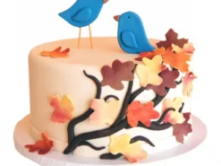 Fall Birds Fondant Cake
