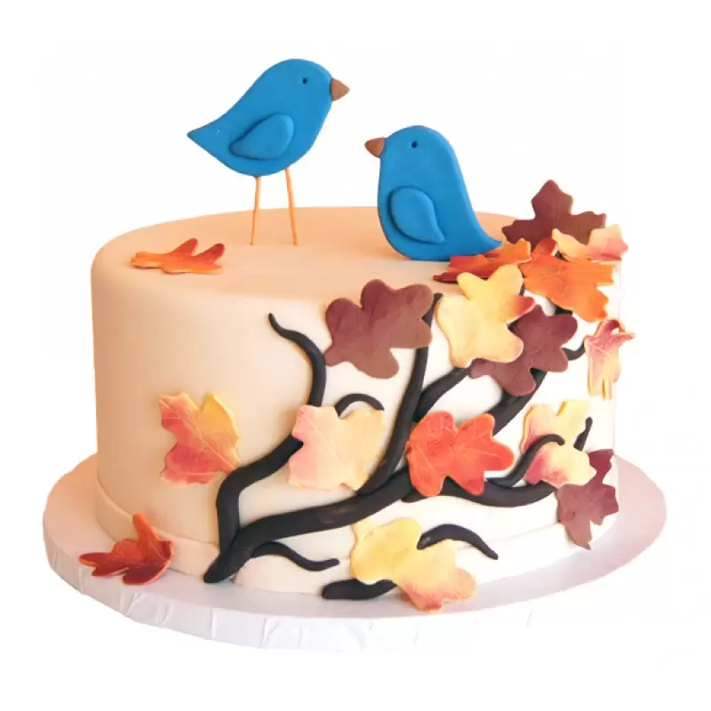 Fall Birds Fondant Cake 3 Fall Birds Fondant Cake