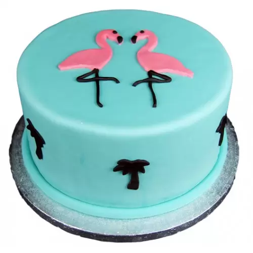 Flamingo Theme Fondant Cake 3 Flamingo Theme Fondant Cake