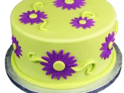 Flowers Green Purple Fondant Cake