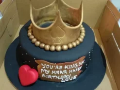 Golden Crown Theme Fondant Cake