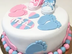 He or She Baby Shower Theme Fondant Cake