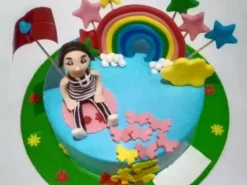 Kid and Rainbow Fondant Cake