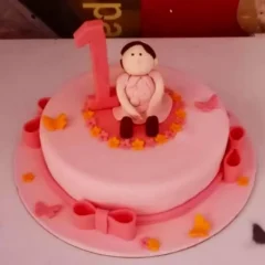 Little Girl 1st Birthday Pink Fondant Cake from LallanTop Cake Shop - Delivery in East Delhi, South-East Delhi, Ghaziabad, and Noida