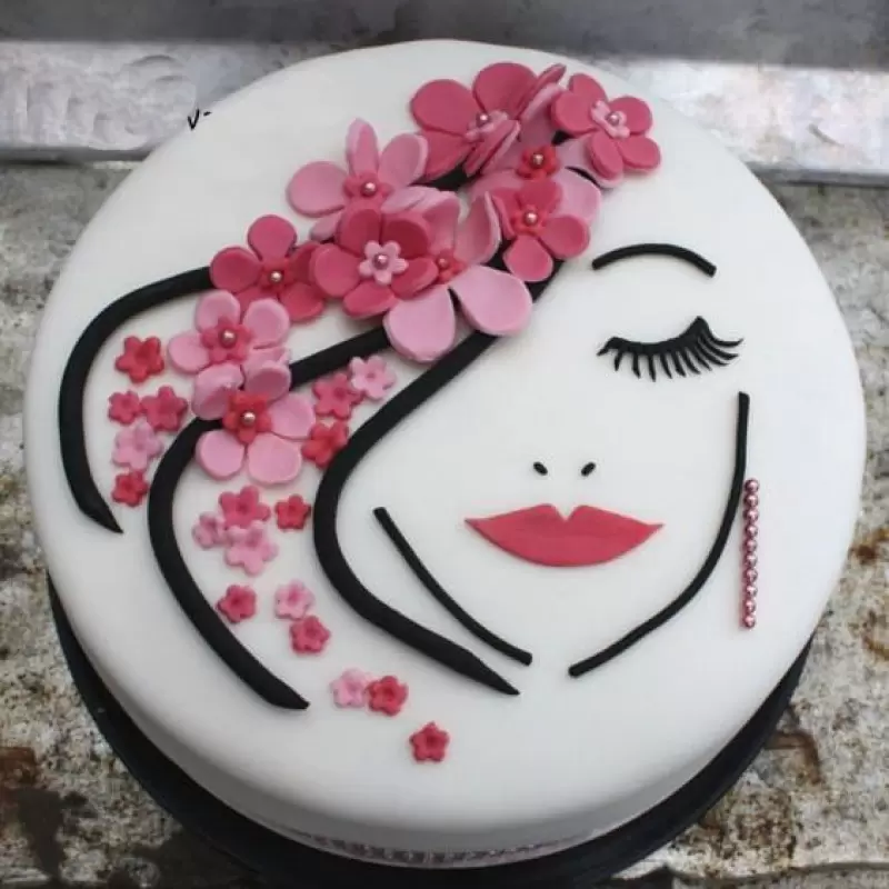 Lovely Face Designer Fondant Cake 3 Lovely Face Designer Fondant Cake