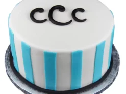 Monogram Stripes Fondant Cake