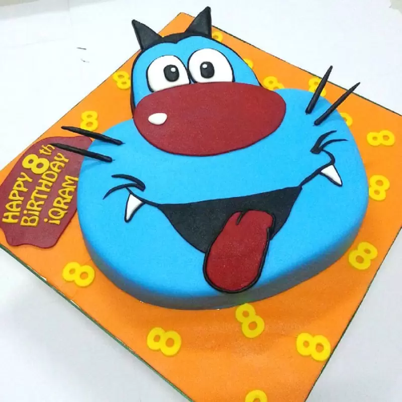 Oggy Face Designer Fondant Cake 3 Oggy Face Designer Fondant Cake