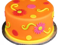 Orange Floral Theme Fondant Cake from LallanTop Cake Shop - Delivery in East Delhi, South-East Delhi, Ghaziabad, and Noida