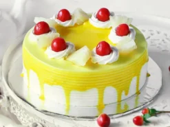 Pineapple Cake with Cherry Toppings