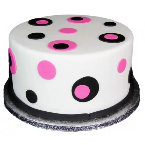 Pink Black Polka Dot Fondant Cake 3 Pink Black Polka Dot Fondant Cake