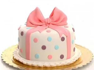 Pink Bow and Dots Fondant Cake