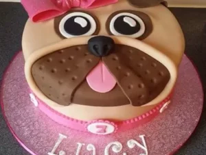 Pug Puppy Dog Face Fondant Cake
