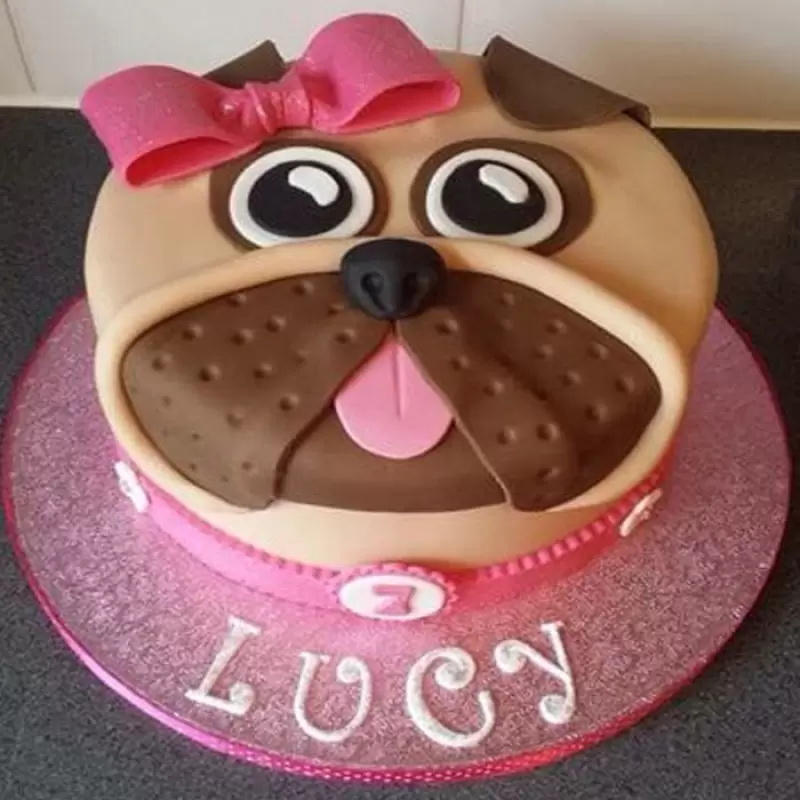 Pug Puppy Dog Face Fondant Cake 3 Pug Puppy Dog Face Fondant Cake