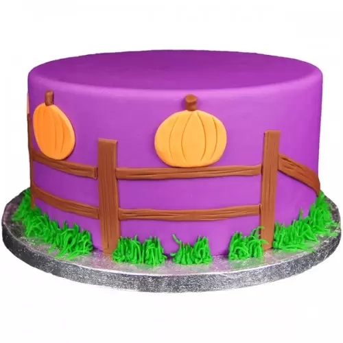 Pumpkin Fence Fondant Cake 3 Pumpkin Fence Fondant Cake