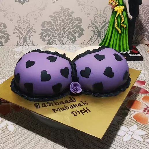 Purple Bra Polka Dot Fondant Cake 3 Purple Bra Polka Dot Fondant Cake From Lallantop Cake Shop