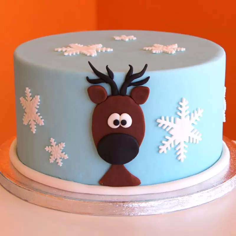 Raindeer Theme Fondant Cake 3 Raindeer Theme Fondant Cake