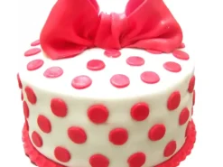 Red Polka Dot With Ribbon Fondant Cake from LallanTop Cake Shop