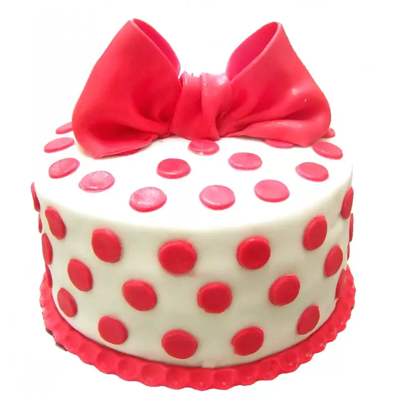 Red Polka Dot With Ribbon Fondant Cake 3 Red Polka Dot With Ribbon Fondant Cake From Lallantop Cake Shop