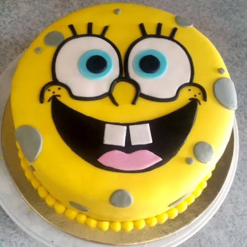 Round Sponge Bob Fondant Cake 3 Round Sponge Bob Fondant Cake From Lallantop Cake Shop - Delivery In East Delhi, South-East Delhi, Ghaziabad, And Noida.