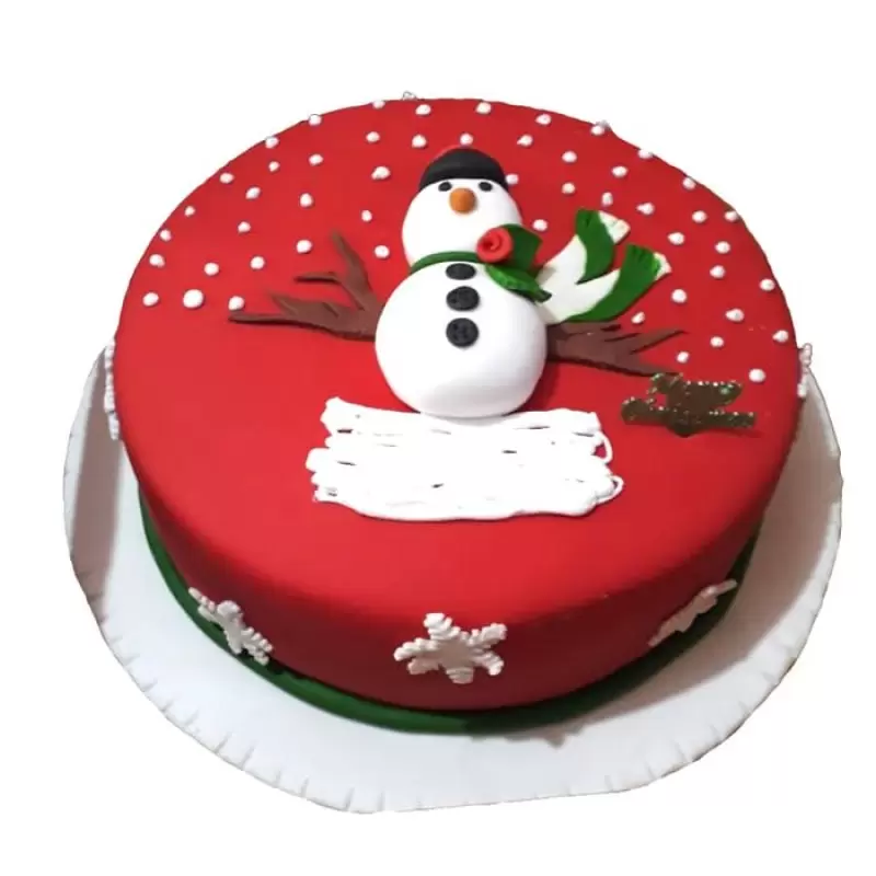Snowman Christmas Fondant Cake 3 Snowman Christmas Fondant Cake
