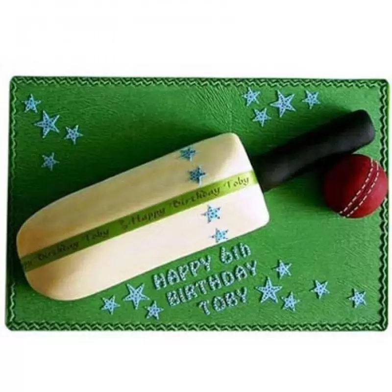 Splendid Cricket Bat Ball Fondant Cake 3 Splendid Cricket Bat Ball Fondant Cake