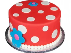 White Polka Dot Red Fondant Cake