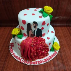 2 Tier Romantic Engagement Cake