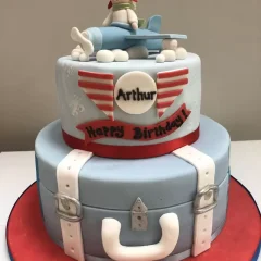 2 Tier Travel Theme Aeroplane Cake