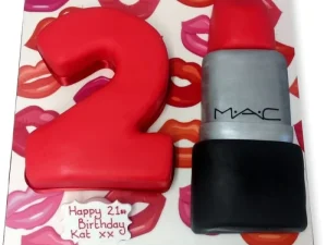 21 st Birthday Lipstick Fondant Cake