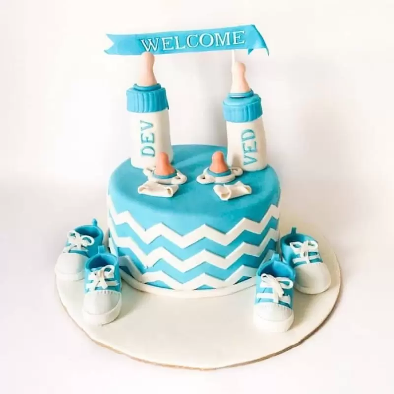 Baby Welcoming Fondant Cake 3 Baby Welcoming Fondant Cake