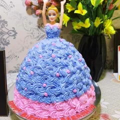 Barbie in Purple Floral Roses Cake