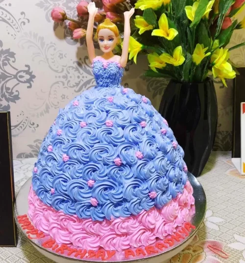 Barbie in Purple Floral Roses Cake