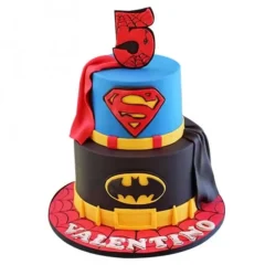 Batman and Superman Fondant Cake