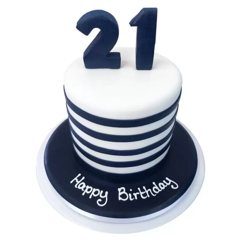 Birthday Breton Stripe Fondant Cake 3 Birthday Breton Stripe Fondant Cake