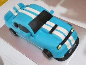 Blue Designer Car Fondant Cake