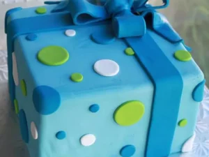 Blue Gifts Box Fondant Cake