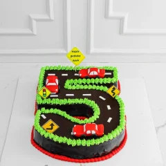 Car Track Number 5 Cake