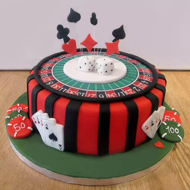 Casino Theme Birthday Fondant Cake 3 Casino Theme Birthday Fondant Cake